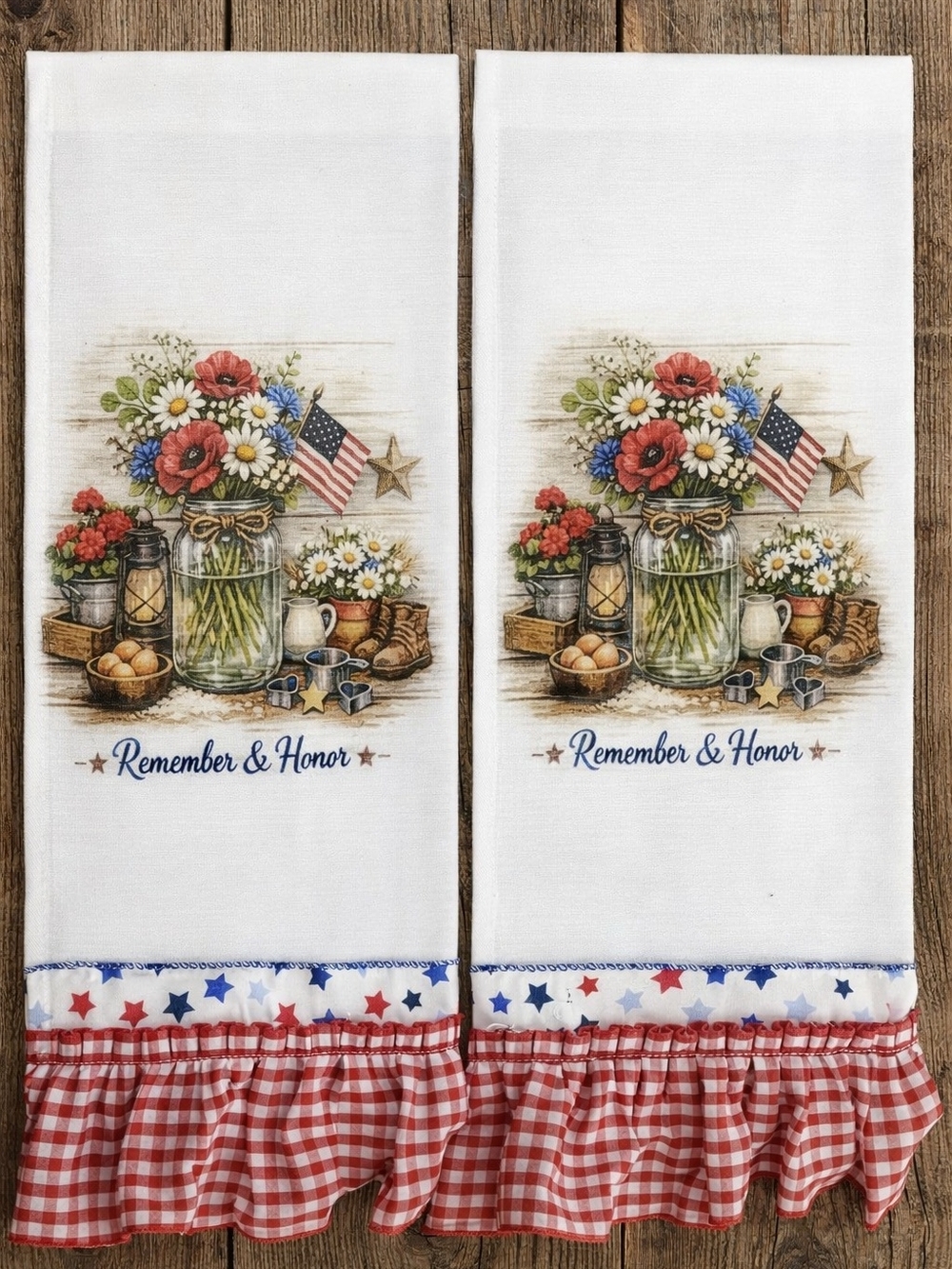 Remember & Honor Patriotic Kitchen Towels - Red White Blue